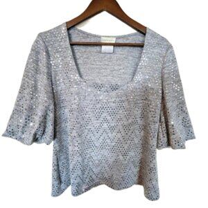 NWOT Laura Petite All Over Sparkly Holiday Top